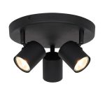 D'Lite Plafonnier Trop Métal Sablonneux Noir | Convient Pour 3x GU10