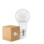 Lot 6x Ledvance Performance LED Ampoule B22d Poire Dépolie 8.5W 806lm - 827 Blanc Très Chaud|Équivalent 60W