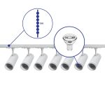 Ensemble complet Rail Monophasé Rail 3 Mètre Blanc | incl. 7x Spot + GU10 2700K 3W Dimmable + Embout, Connecteur d’Alimentation et I-Connecteur