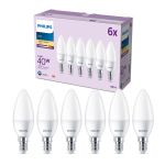 Lot 6x Philips Ampoule LED E14 Bougie Dépolie 5W 470lm - 827 Blanc Très Chaud