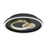 Eglo Mur et Plafonnier Tiriolo Acier Noir Dorée 14W 1800lm - 840 Blanc Froid | IP20 