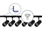 Bright Choice Ensemble complet Rail Monophasé Rail L 1,5 x 1,5 Mètre Noir | incl. 6x Spot + GU10 2700K 3W Dimmable + Embout, Connecteur d’Alimentation et L -Connecteur