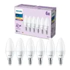 Lot 6x Philips Ampoule LED E14 Bougie Dépolie 5W 470lm - 827 Blanc Très Chaud